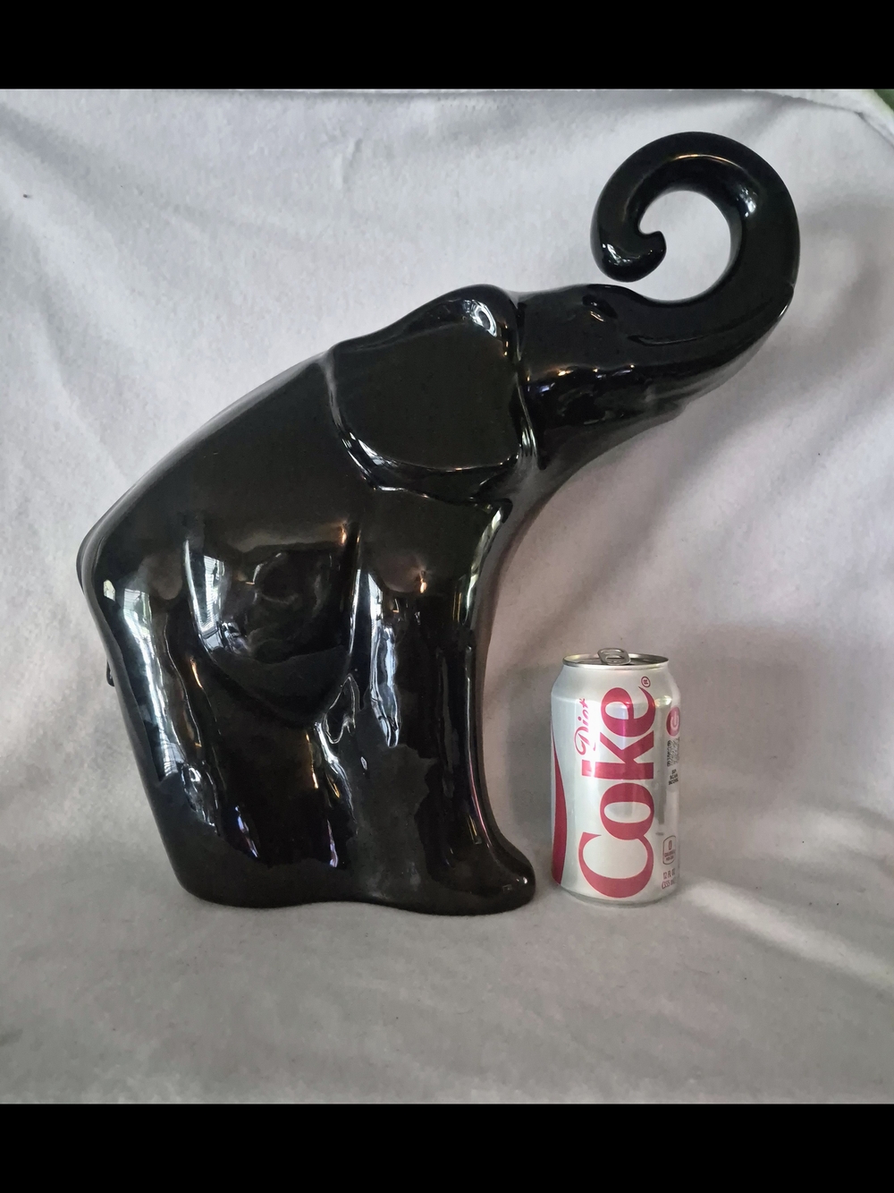 Haeger large Ebony Good Luck Glossy Elephant Statue #405